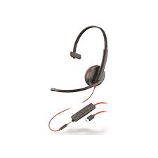 Poly Blackwire 3215 Monaural USB-C Headset +3.5mm Plug +USB-C/A Adapter