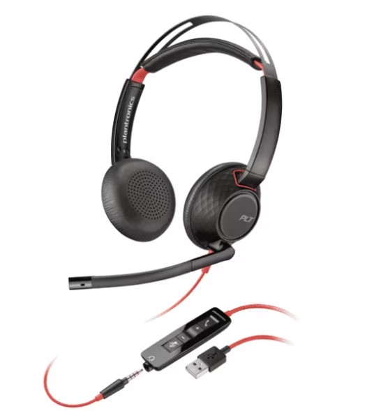 Poly Blackwire 5220 Stereo USB-C Headset +3.5mm Plug +USB-C/A Adapter