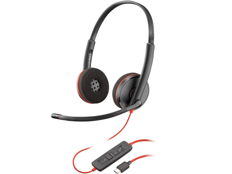 Poly Blackwire 3220 Stereo USB-C Headset +USB-C/A Adapter (Bulk)