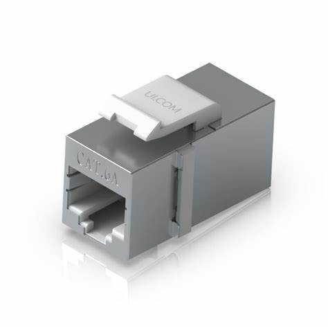 "Pass-through Cat6A keystone coupler for