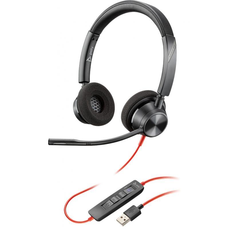 Poly Blackwire 3320 Stereo USB-C Headset +USB-C/A Adapter
